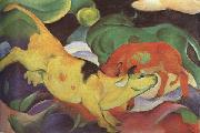 Franz Marc Cows,Yellow,Red Green (mk34) oil painting on canvas